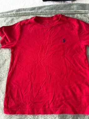 Polo by Ralph Lauren Bright Red Crewneck Tee with Navy Print